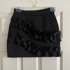 ASOS Petite Black Skirt with Ruffle Detail, Size 2